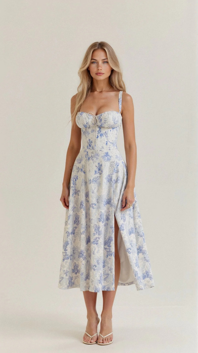 Elegantes Damen Korsett Sommerkleid | Midi