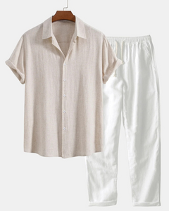 Elegantes Hemd- und Hosenset für Herren | Moderner in Beige