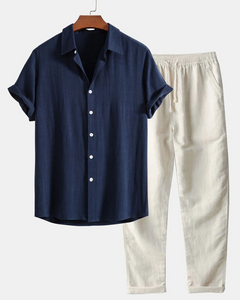 Elegantes Hemd- und Hosenset für Herren | Moderner in Marineblau