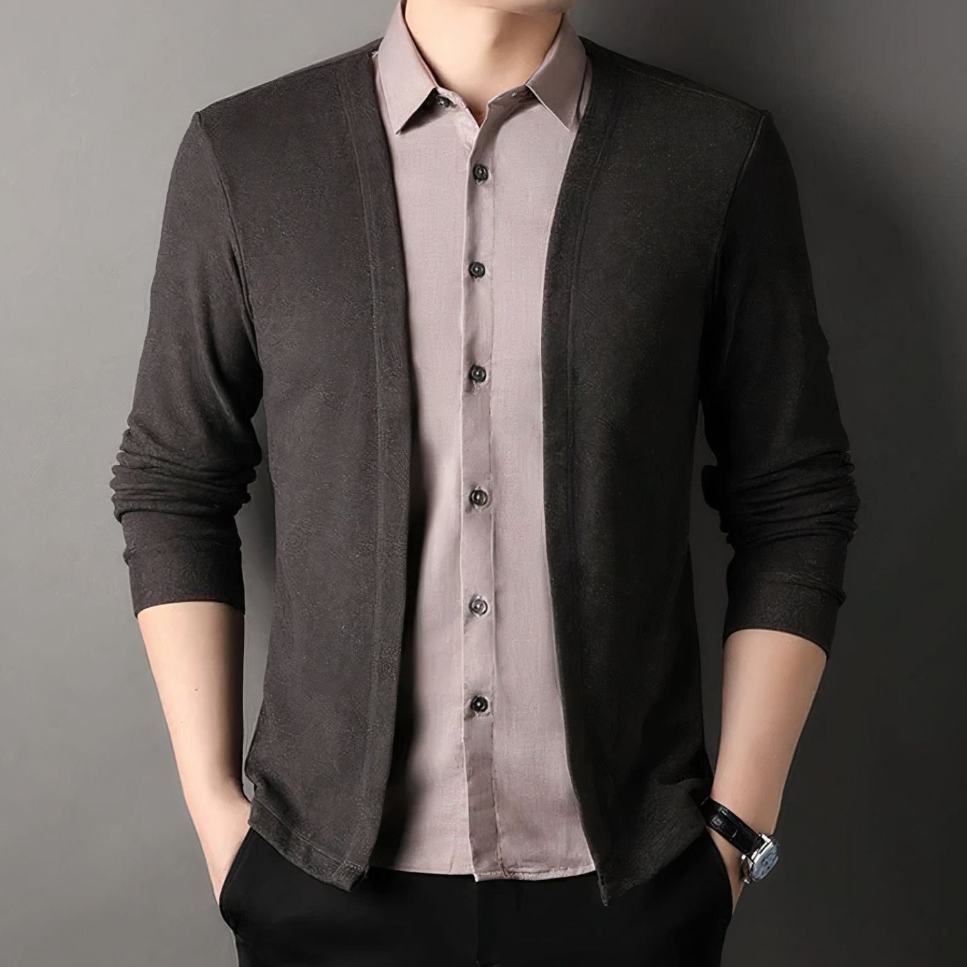 Elegantes Herrenhemd mit gefälschter Strickjacke - Geoffrey