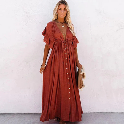 Elegantes langes Bohème-Sommerkleid für Damen | Maxi