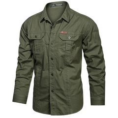 Elegantes Outdoor-Hemd für Herren | Langarm in Armeegrün