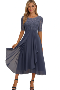 Elegantes Vintage Hochzeitsgastkleid für Damen | Midi in Lila