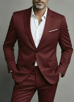 Elias | Herren Eleganter Slim Fit Anzug in Weinrot