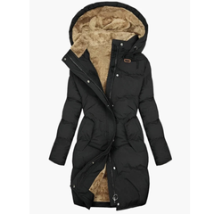 Ella | Warme Winterjacke mit Kapuze in Schwarz