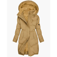 Ella | Warme Winterjacke mit Kapuze in Gelb