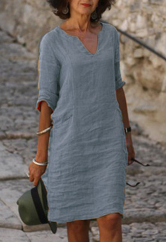 Elvy | Elegantes Kleid mit V-Ausschnitt in Grau