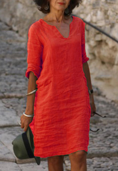 Elvy | Elegantes Kleid mit V-Ausschnitt in Rot