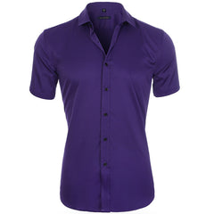 Emil | Herren Kurzarm Poloshirt knitterarm in Violett