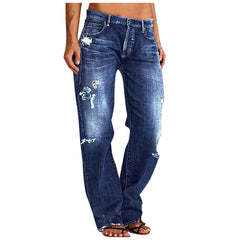 Emilia | Weite Used-Jeans mit hoher Taille in Dunkelblau