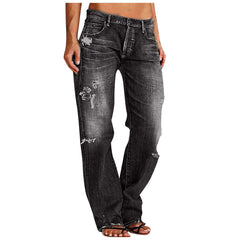 Emilia | Weite Used-Jeans mit hoher Taille in Schwarzgrau
