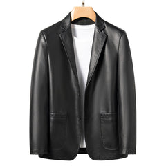 Enzo | Herren Öko-Leder Blazer in Schwarz