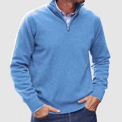 Erasmus | Herren Half-Zip Pullover Langarm Strickpullover in Blau