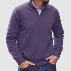 Erasmus | Herren Half-Zip Pullover Langarm Strickpullover in Dunkellila