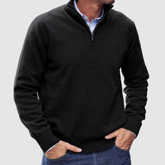 Erasmus | Herren Half-Zip Pullover Langarm Strickpullover in Schwarz