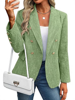 Estrid | Damen Zweireihiger Blazer mit Reverskragen in Grasgrün