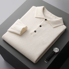 Ethan | Herren Strick Polopullover in Weiß