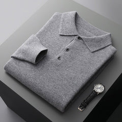 Ethan | Herren Strick Polopullover in Grau