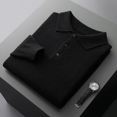 Ethan | Herren Strick Polopullover in Schwarz