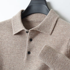 Ethan | Herren Strick Polopullover in Khaki