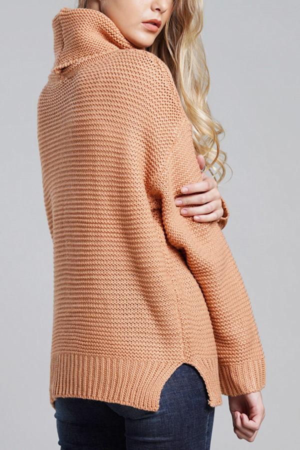 Damen Lässige Grobstrickpullover | Rollkragen