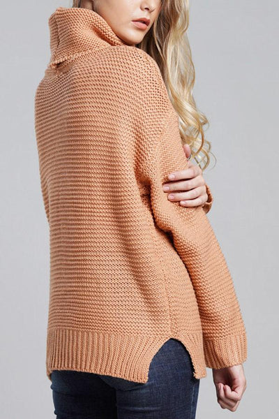 Damen Lässige Grobstrickpullover | Rollkragen