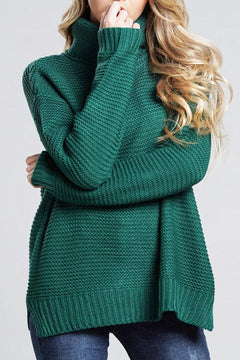 Grobstrickpullover Damen | Rollkragenpullover mit Langen Ärmeln in Grün