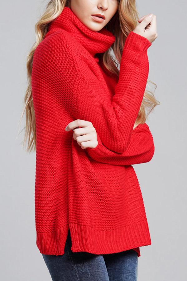 Damen Lässige Grobstrickpullover | Rollkragen