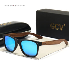gcv™ - 2023 Designer Sonnenbrille Handgefertigt aus Edlem Naturholz in Blau