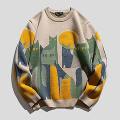 Ashtoreth - Unisex-Katzen-Sweatshirt in Beige