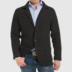 Lois - Elegante Herrenjacke mit langen Ärmeln und Pattentaschen in Schwarz