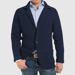 Lois - Elegante Herrenjacke mit langen Ärmeln und Pattentaschen in Dunkelblau