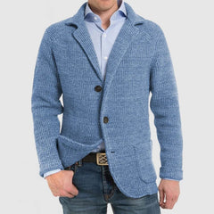 Lois - Elegante Herrenjacke mit langen Ärmeln und Pattentaschen in Blau