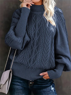 Tinsley – Lässiger Langarm Strickpullover in Blau