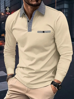 Nikolas - Langärmliges Polohemd mit Revers für Herren in Khaki