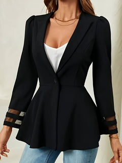 Adelinde | Eleganter Blazer mit Mesh und Rüschen in Schwarz