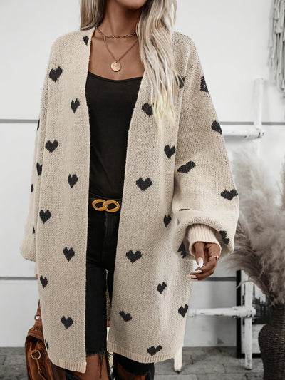 Damen Cardigan mit Herzmuster | Langarm