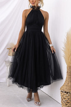 Phoebe - Kleid mit langem Rock in Schwarz