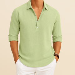 Christopher | Herren Klassisches Langen Ärmeln Henley Poloshirt in Grün