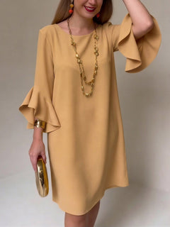 Hilaria - Minikleid mit Rüschenärmeln in Khaki