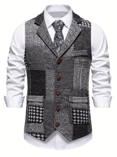 Evren - Maßgeschneiderte Patchwork-Weste in Grau