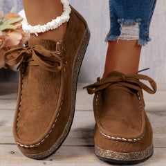 Damen Vintage Schnür Schuhe in Dunkelbraun