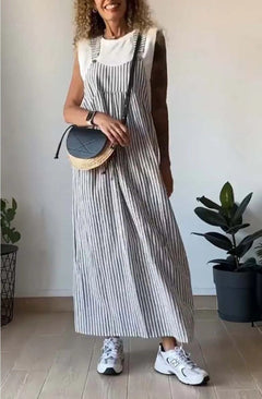 Hannelore®  | Lässiges gestreiftes Jumpsuit-Kleid in Grau