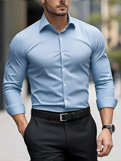 Bernd | Herren Slim Fit Langarm Businesshemd in Blau