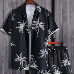 Felix | Herren Tropical Sommerhemd Shorts Set in Schwarz