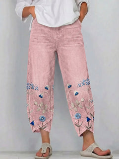 Giada - Bedruckte Relaxed-Fit-Jeans in Pink