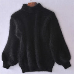 Sif - Vintage-Rollkragenpullover in Schwarz