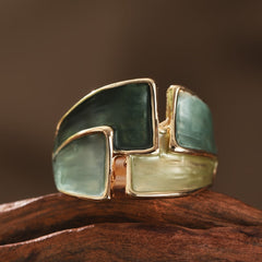 Vintage handgemalter Ring in Grün