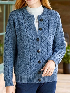 ELEGANTER KABELSTRICK-CARDIGAN | STILVOLL, KOMFORTABEL, VIELSEITIG in Meerblau