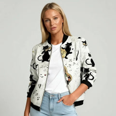 Barbara | Damen Lässiger Bomber Übergangsjacke in Weiß